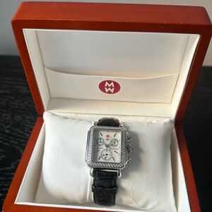 MICHELE Deco Diamond Chronograph Stainless Steel Quartz Watch